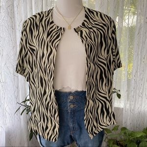 CATHY CHE VINTAGE - Zebra Print Button Up Blouse
